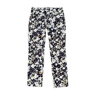 Tyler Boe Pant Women's Floral Blue White Size 4 98% Cotton 2% spandex